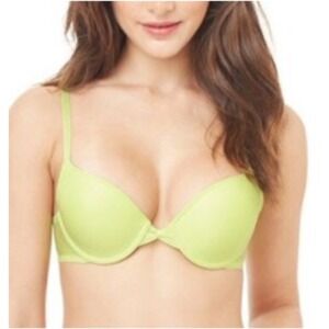 NEW OnGossamer 34D Gossamer Mesh Bump It Up! Push Up Bra 3201 Lime Green 112120